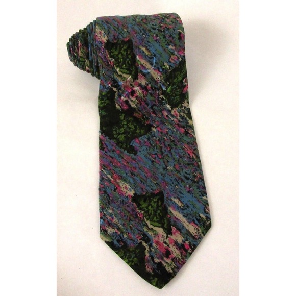 $245 A. Taghi Silk Designer Mens Tie Italy Abstract Teal Pink Artistic Pink - Picture 6 of 9